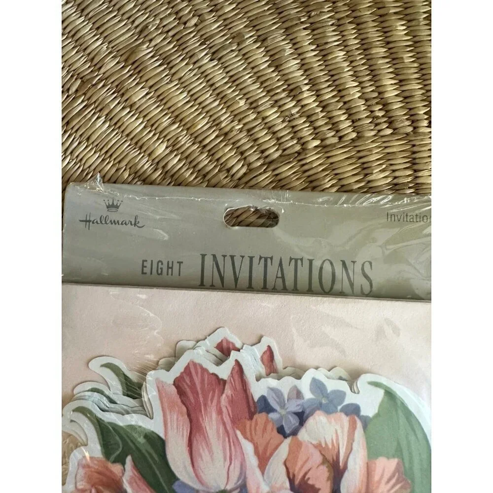 Vintage Hallmark Floral Invitations – Set of 8 with Envelopes